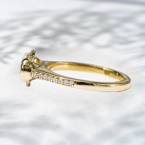Royal Drip – 18K Yellow Gold Natural Diamond Oval Halo Ring (1.2 ct)