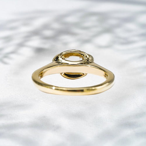 Royal Drip – 18K Yellow Gold Natural Diamond Oval Halo Ring (1.2 ct)