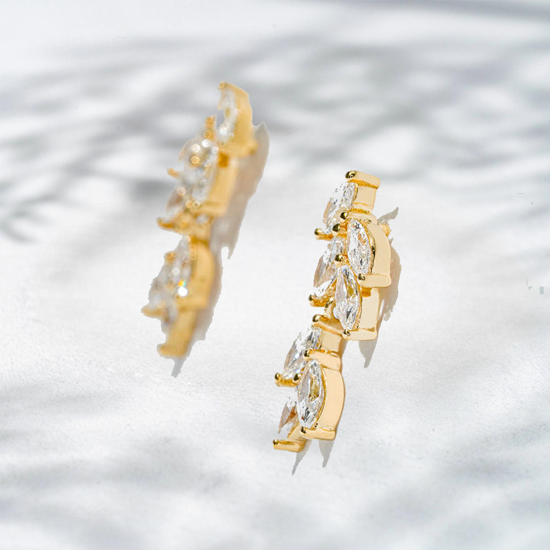 Golden Fern – 18K Yellow Gold Lab Diamond Drop Earrings