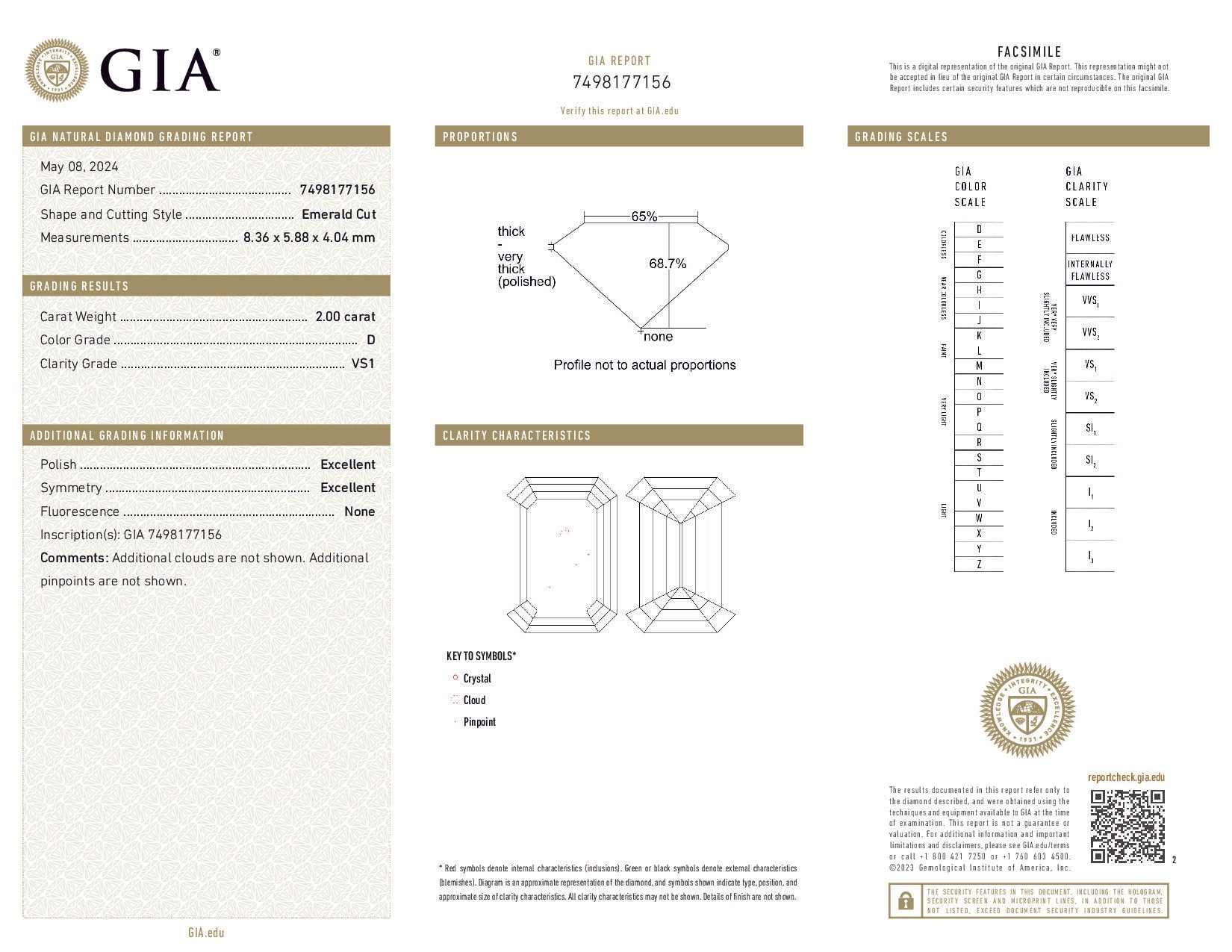 GIA diamond report with detailed gemstone information on a white background