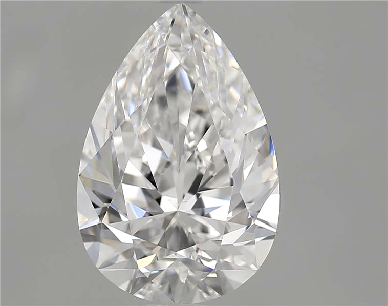 Pear-shaped diamond on a gray background
