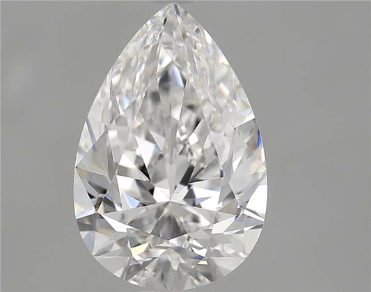 Pear-shaped diamond on a gray background