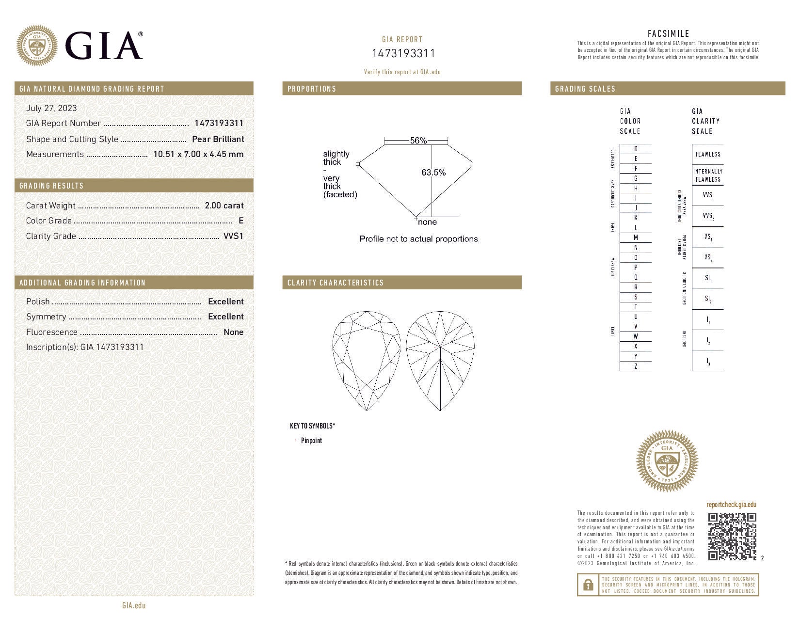 GIA diamond report with detailed information on a diamond's characteristics.