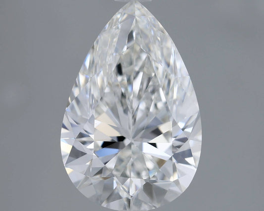 Pear-shaped diamond on a gray background