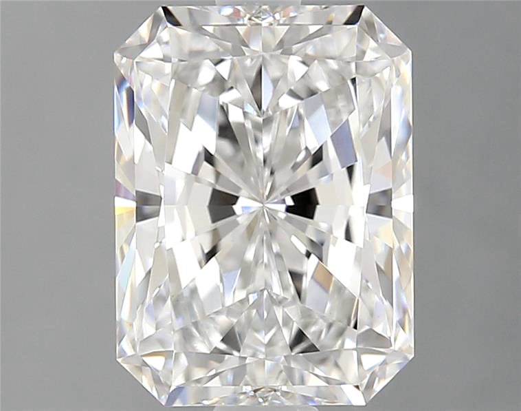 Radiant cut diamond on a gray background