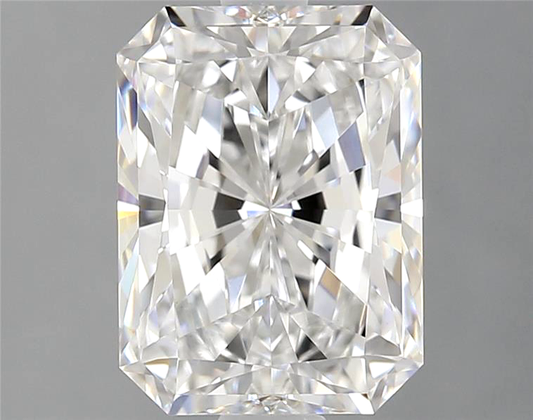 Radiant cut diamond on a gray background