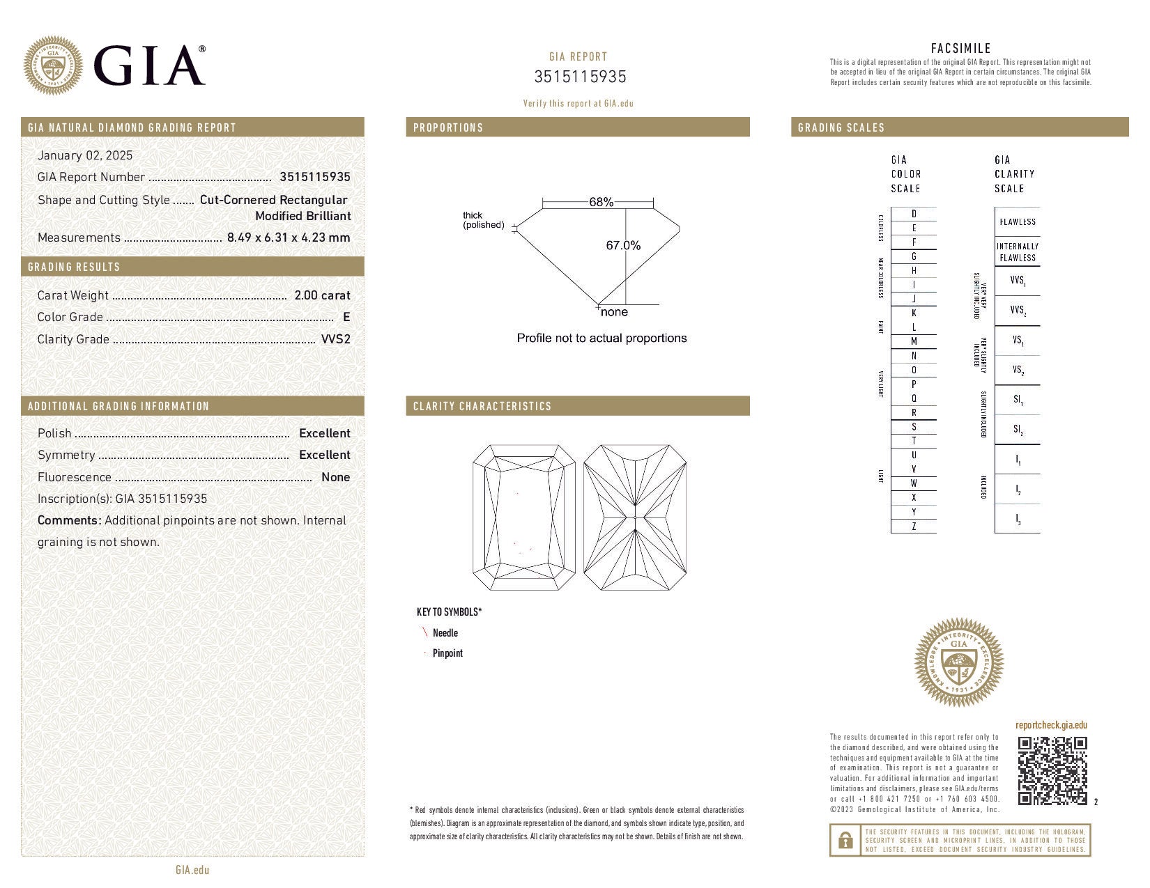 GIA diamond report with detailed information on a diamond's characteristics.