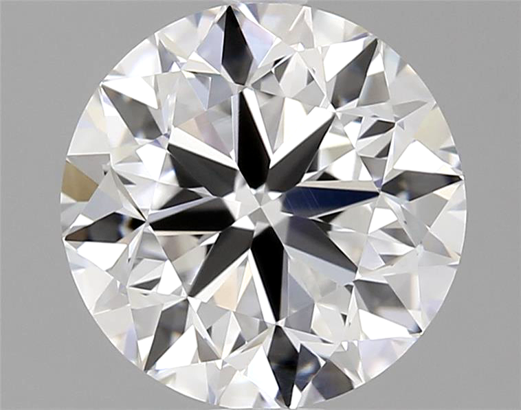 Close-up of a round diamond with a gray background