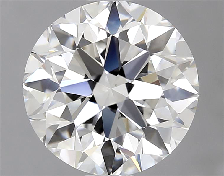 Close-up of a round diamond with a gray background