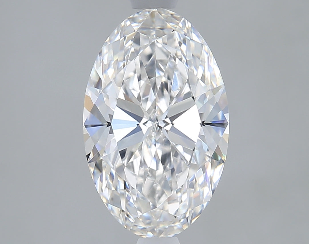 Oval-shaped diamond on a gray background