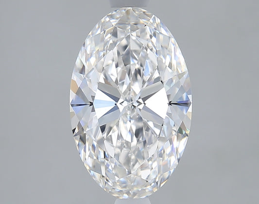 Oval-shaped diamond on a gray background