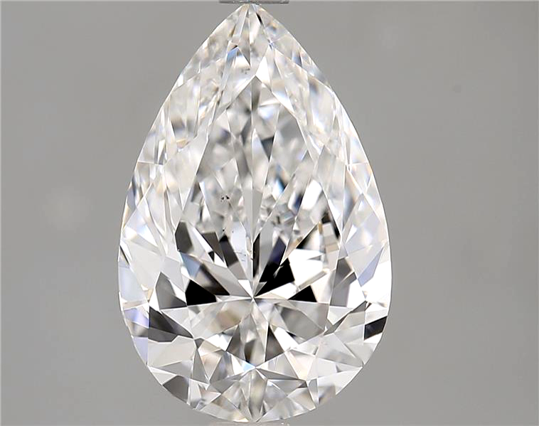 Pear-shaped diamond on a gray background