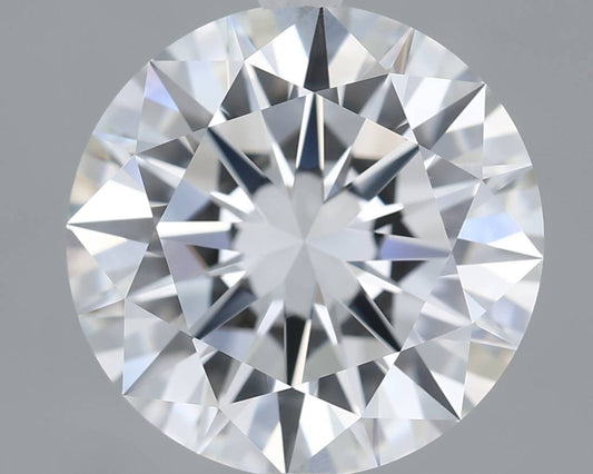 Close-up of a round diamond with a gray background