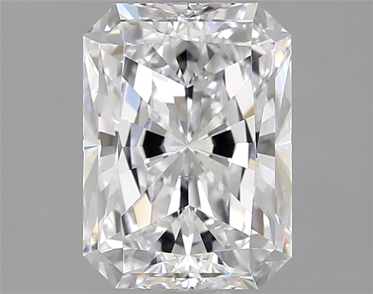 Radiant cut diamond on a gray background