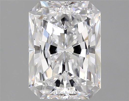 Radiant cut diamond on a gray background