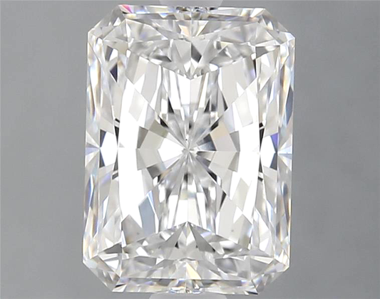Radiant cut diamond on a gray background