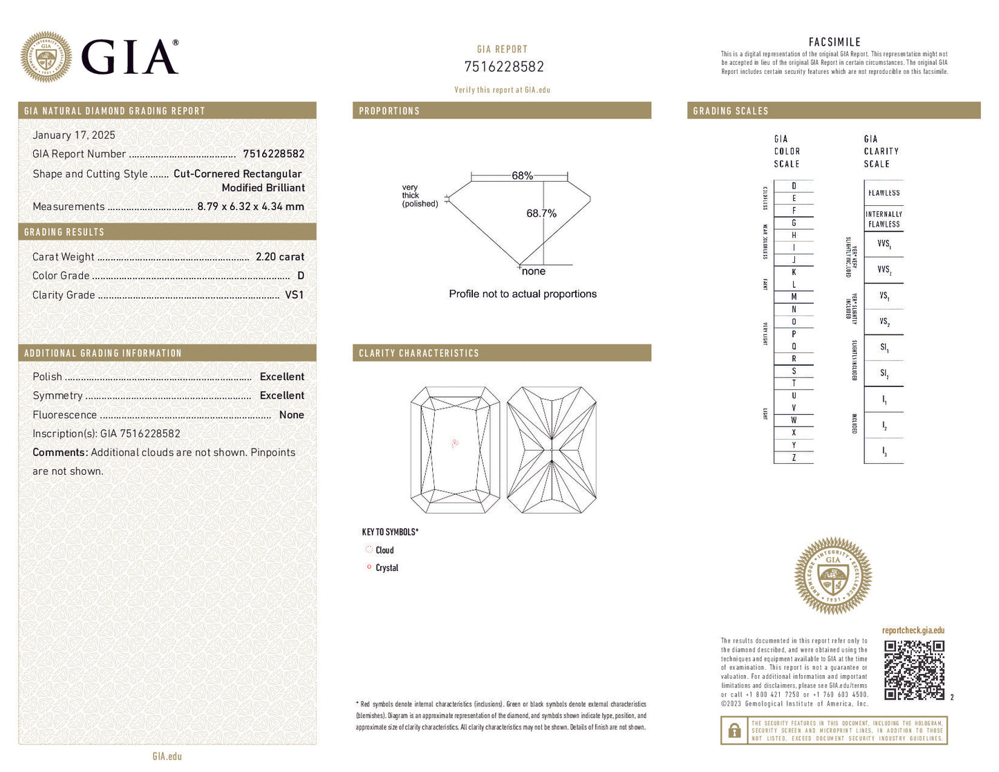 GIA diamond certification card with diamond details and measurements.