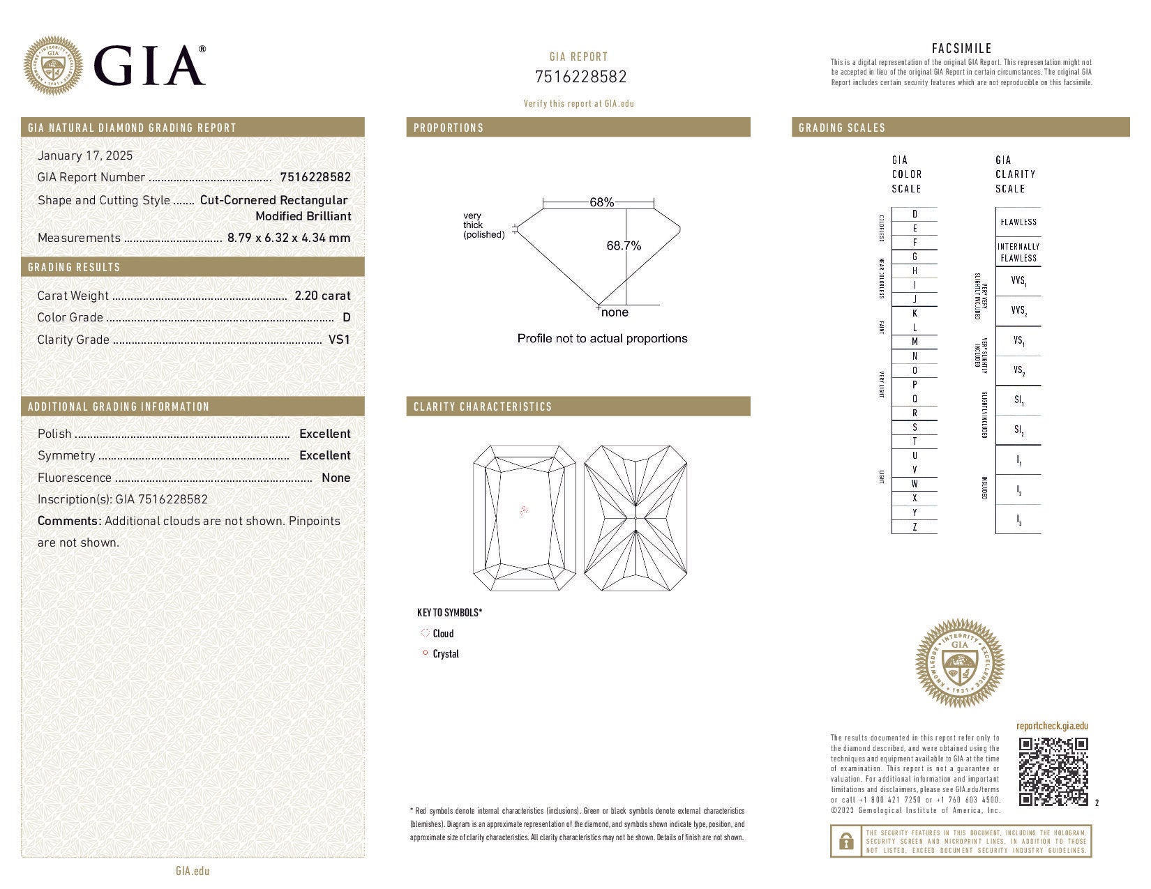 GIA diamond certification card with diamond details and measurements.