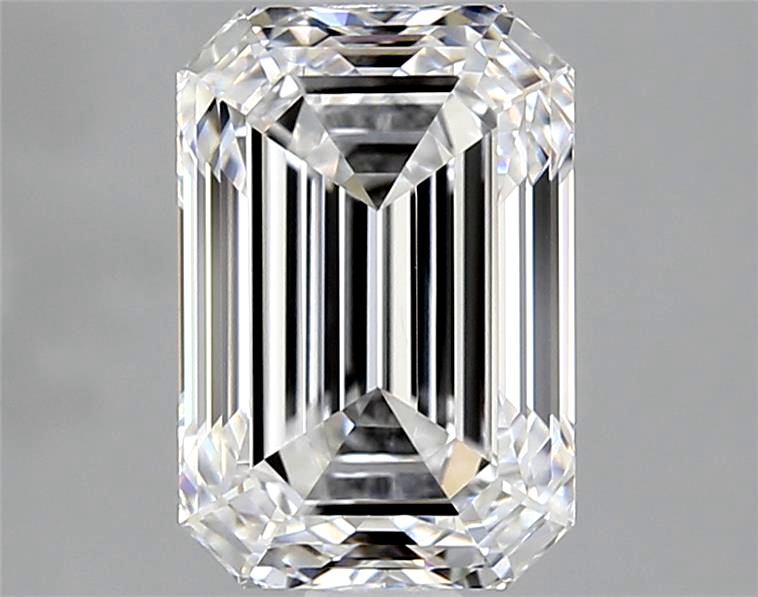 Rectangular cut diamond on a gray background