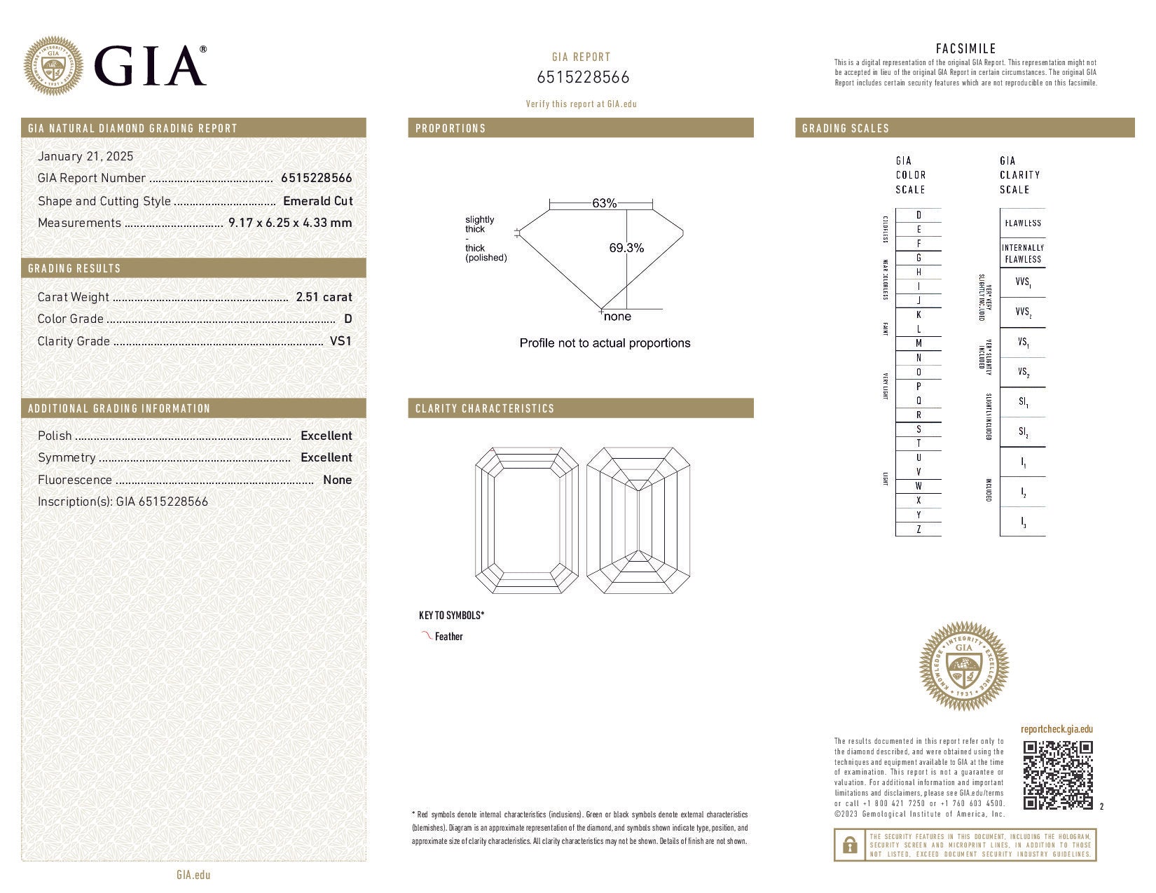 GIA diamond report with detailed information on a diamond's characteristics.