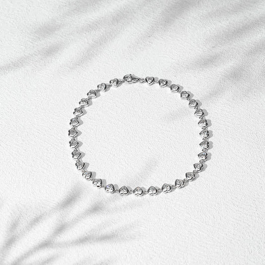 Frosted Rondo – 18K White Gold Lab Diamond Bracelet