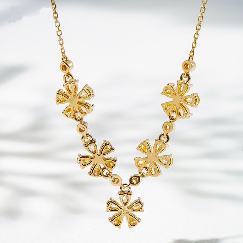 Golden Sonata – 18K Yellow Gold Lab Diamond Floral Necklace