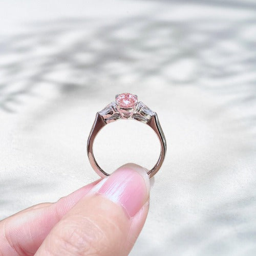 Rosé Vice – Platinum Natural Pink Diamond Three-Stone Ring (1.1 ct)