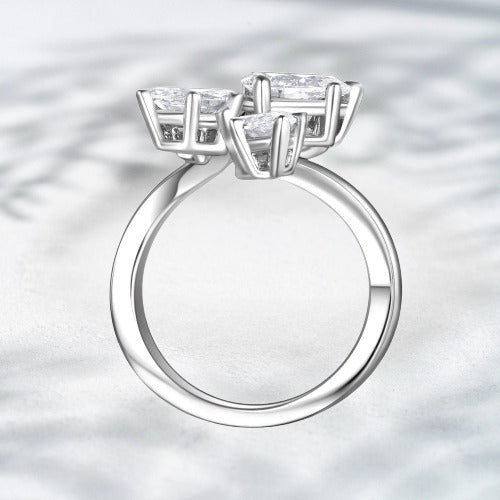 Frostbite Bloom – PT950 Platinum Lab-Grown Diamond Floral Cluster Ring (3.97 ct Marquise & Pear Cuts)