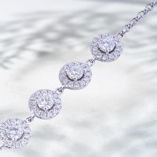 Snowfall Dance – 18K White Gold Lab Diamond Cluster Bracelet (7.5 in, ~0.33 ct)