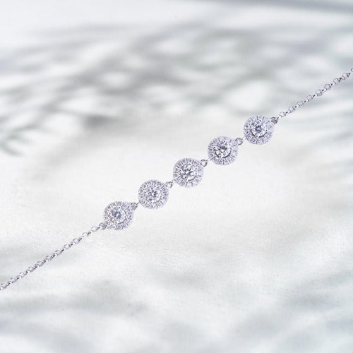 Snowfall Dance – 18K White Gold Lab Diamond Cluster Bracelet (7.5 in, ~0.33 ct)
