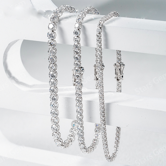 Glacial Stream – 18K White Gold Lab Diamond Tennis Bracelet (4.1 mm, ~11 ct, 7 in)