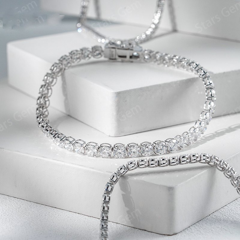 Glacial Stream – 18K White Gold Lab Diamond Tennis Bracelet (4.1 mm, ~11 ct, 7 in)