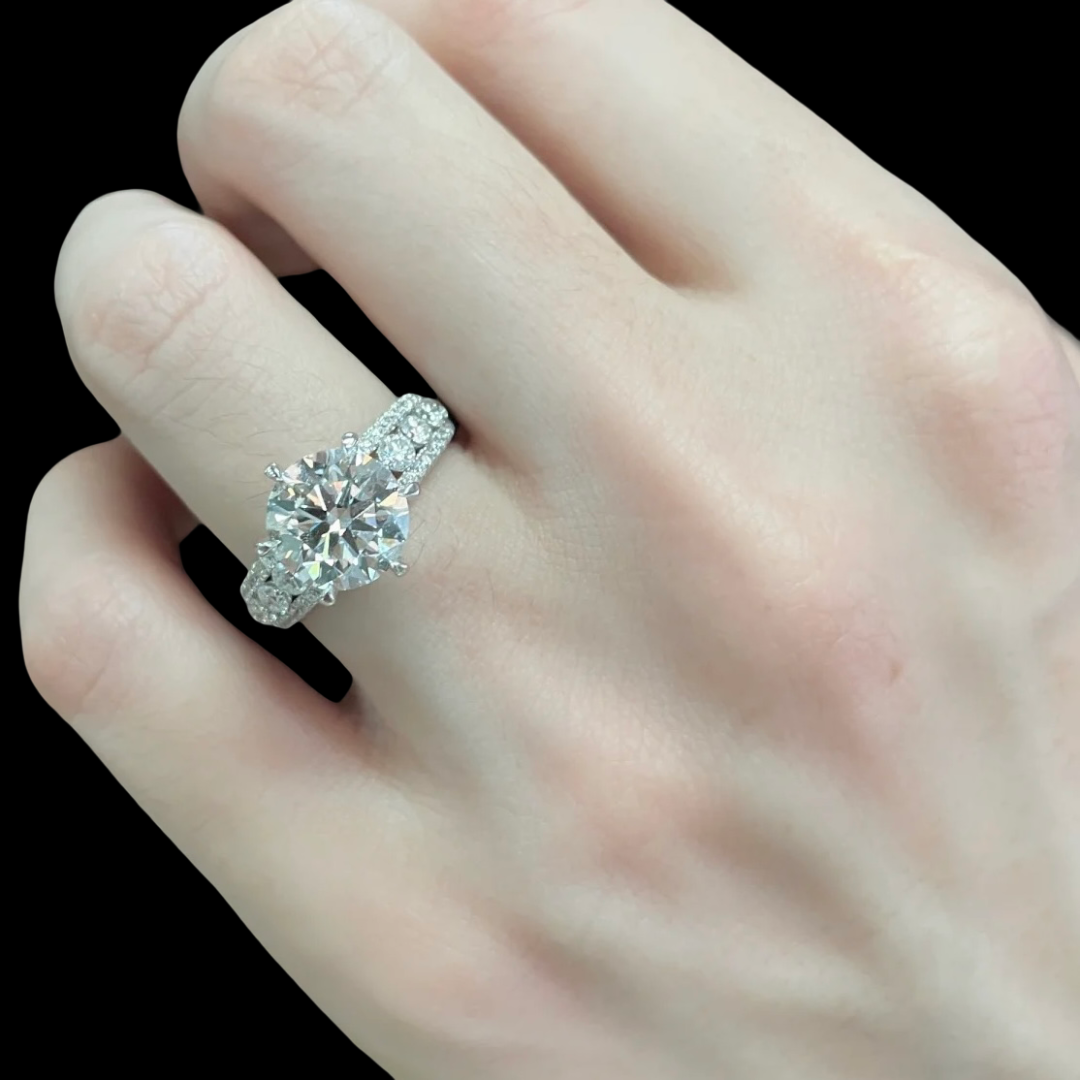 Celestia Platinum PT950 Round Brilliant Diamond Ring – 3.03 ct Center Stone