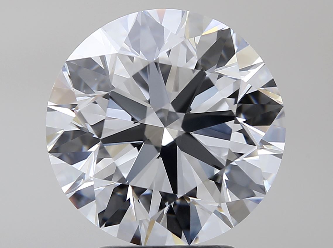 Close-up of a round diamond on a gray background