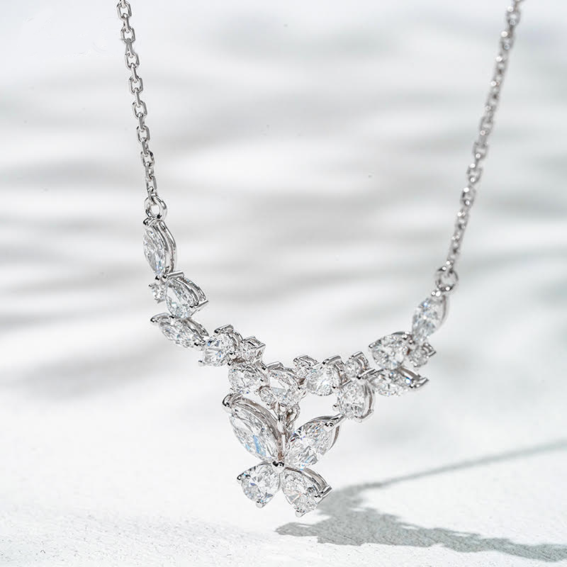 Wings of Light Lab Diamond Butterfly Necklace in 18K White Gold – 40–45 cm