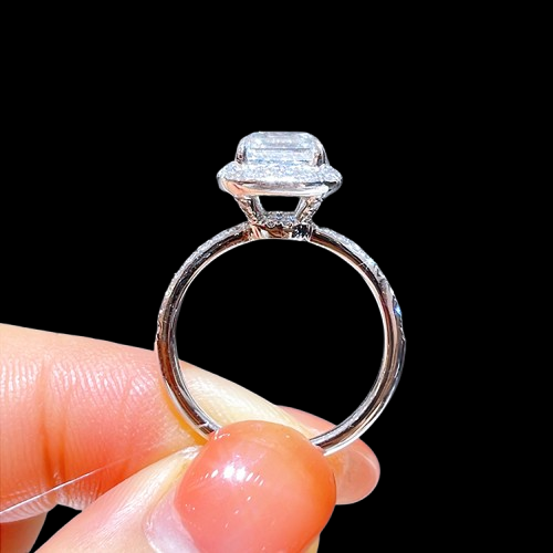 2.01 ct Asscher Cut Lab Diamond Halo Ring – D Color, VS1 Clarity, Platinum PT950
