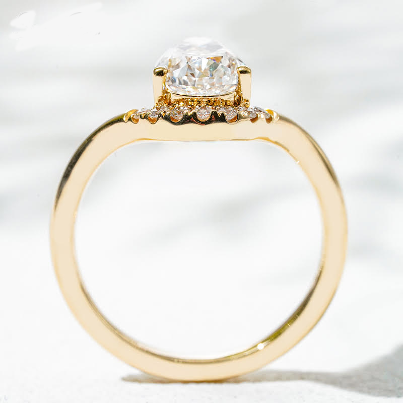 Crown Flame Pear-Cut Lab Diamond Ring in 18K Yellow Gold