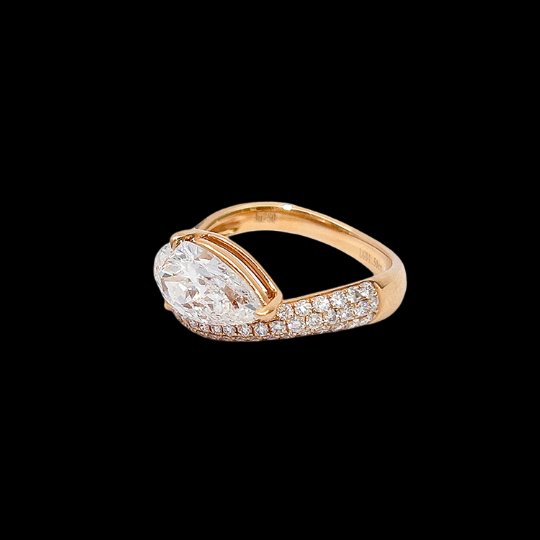 Aurora Flame 18K Rose Gold Diamond Ring – 1.50 ct Center Stone