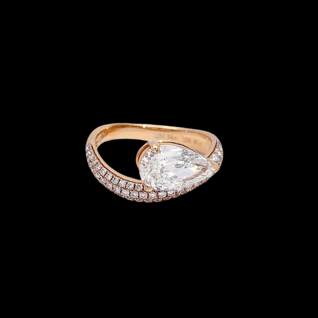 Aurora Flame 18K Rose Gold Diamond Ring – 1.50 ct Center Stone