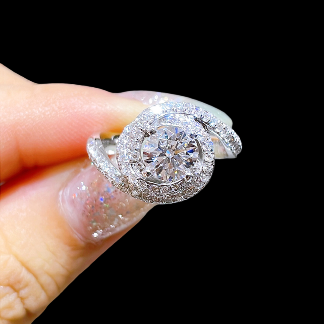 ECLIPSE Platinum PT950 Halo Diamond Ring – 1.01 ct Center Stone