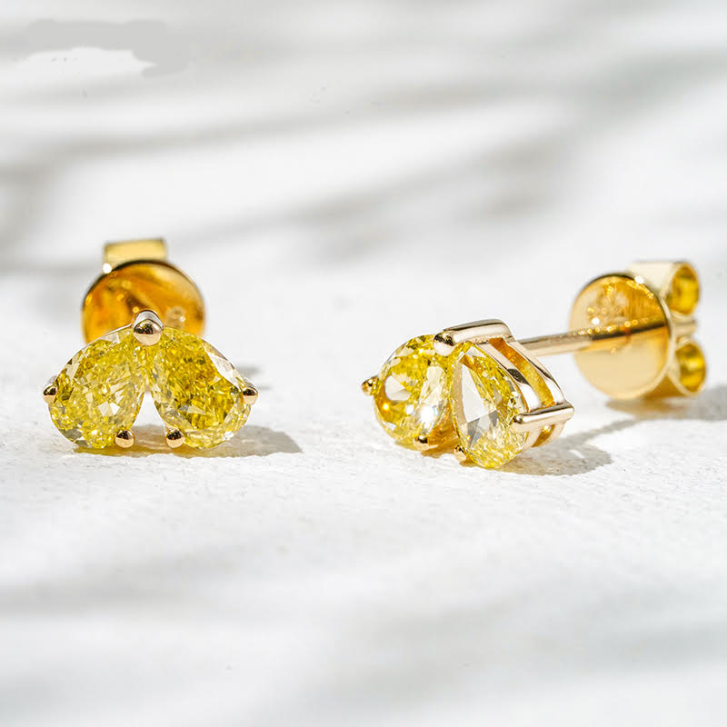 Toi et Moi Soleil Yellow Lab Diamond Earrings in 18K Yellow Gold