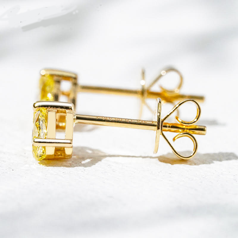 Toi et Moi Soleil Yellow Lab Diamond Earrings in 18K Yellow Gold