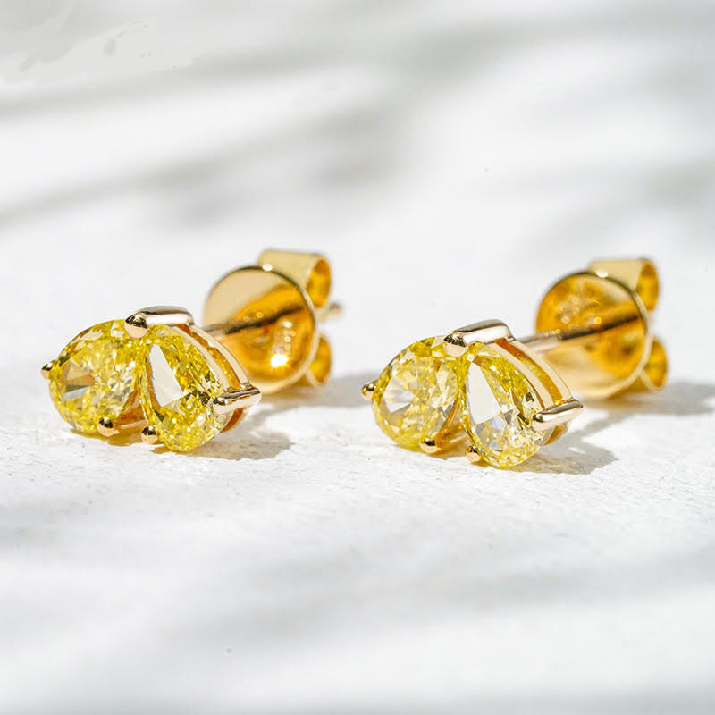 Toi et Moi Soleil Yellow Lab Diamond Earrings in 18K Yellow Gold