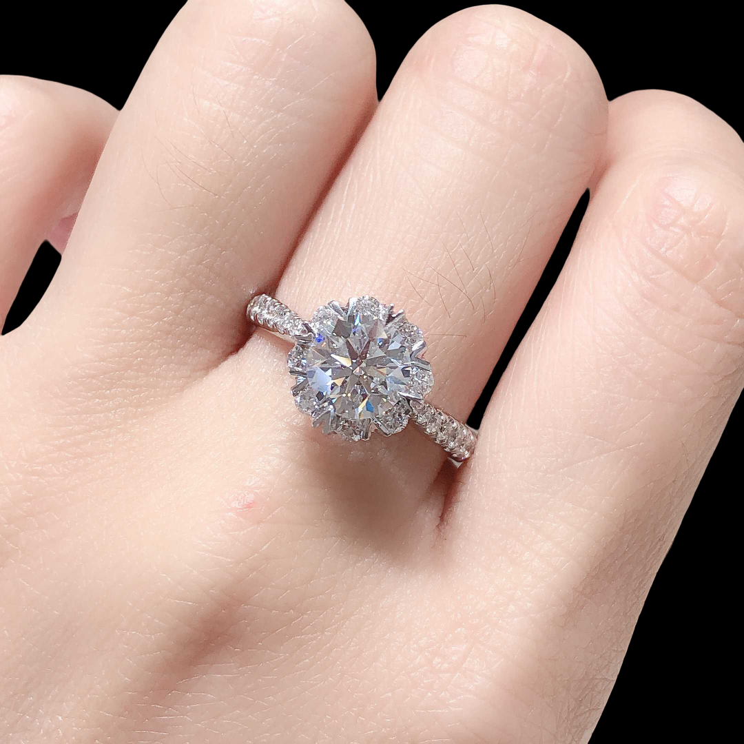 3.08 ct 18K White Gold Lab Diamond Ring – D-E Color, VS Clarity