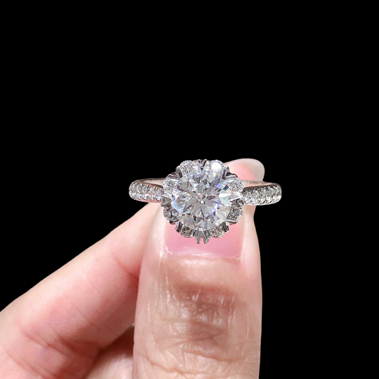 3.08 ct 18K White Gold Lab Diamond Ring – D-E Color, VS Clarity
