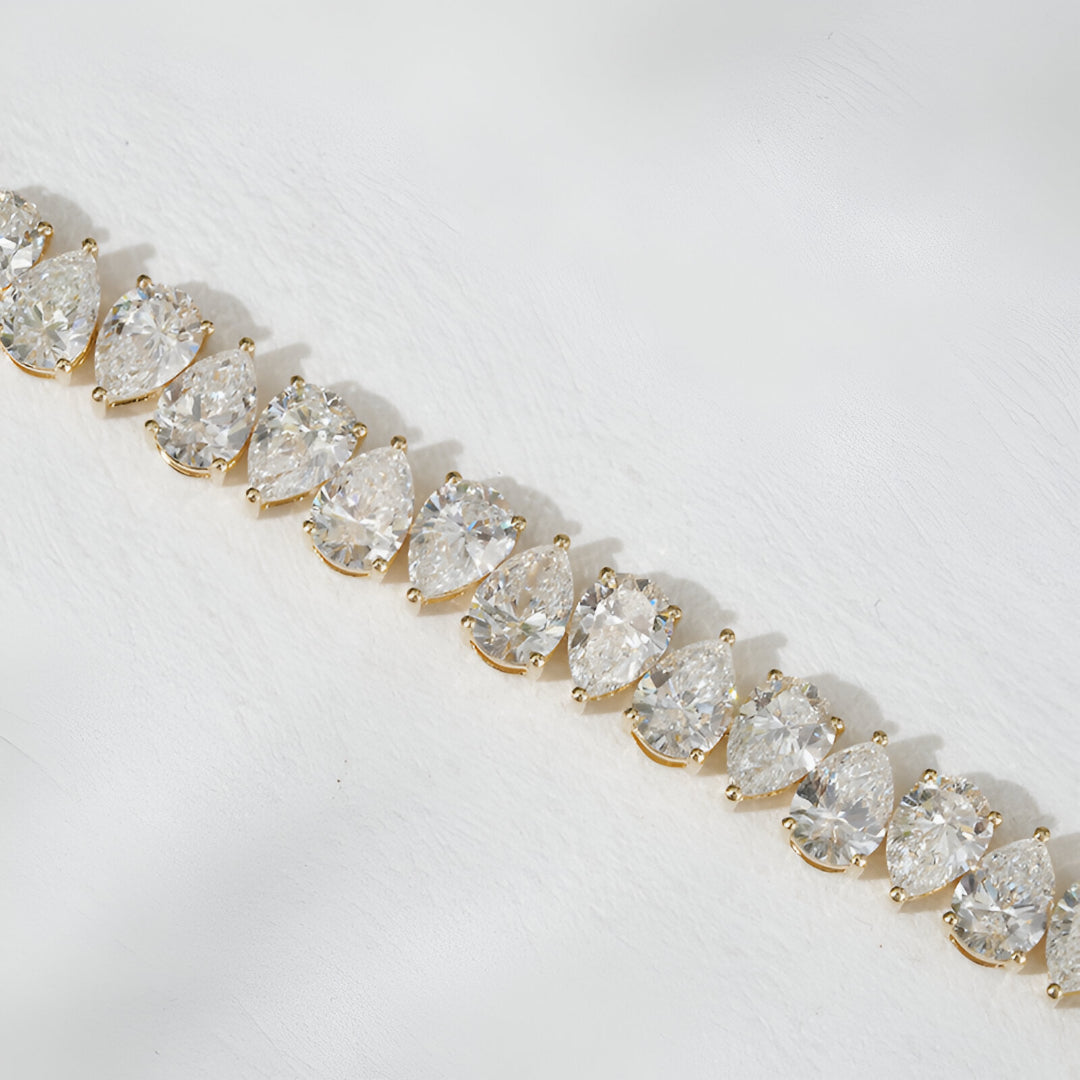QOB “Regal Flame” Lab Diamond Bracelet ~21.568 carats in Solid 18K Yellow Gold