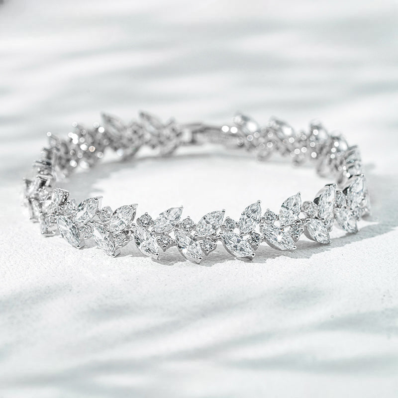 Diamond bracelet on a light gray background