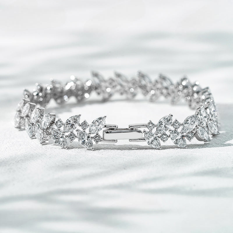 QOB "Fleur Lineage” Lab Diamond Bracelet ~6.945 carats in Solid 18K Gold