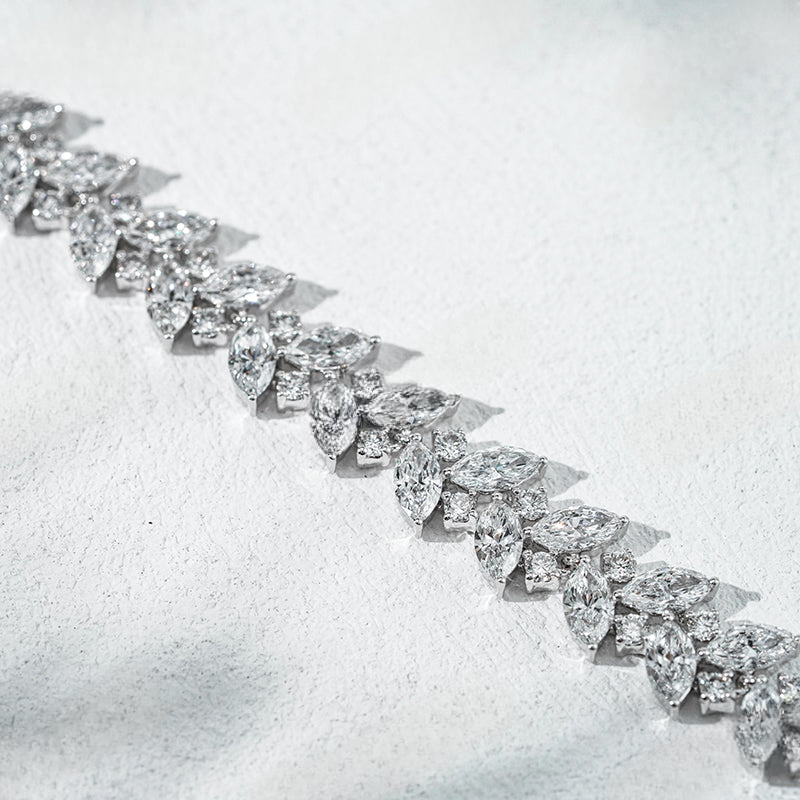 QOB "Fleur Lineage” Lab Diamond Bracelet ~6.945 carats in Solid 18K Gold
