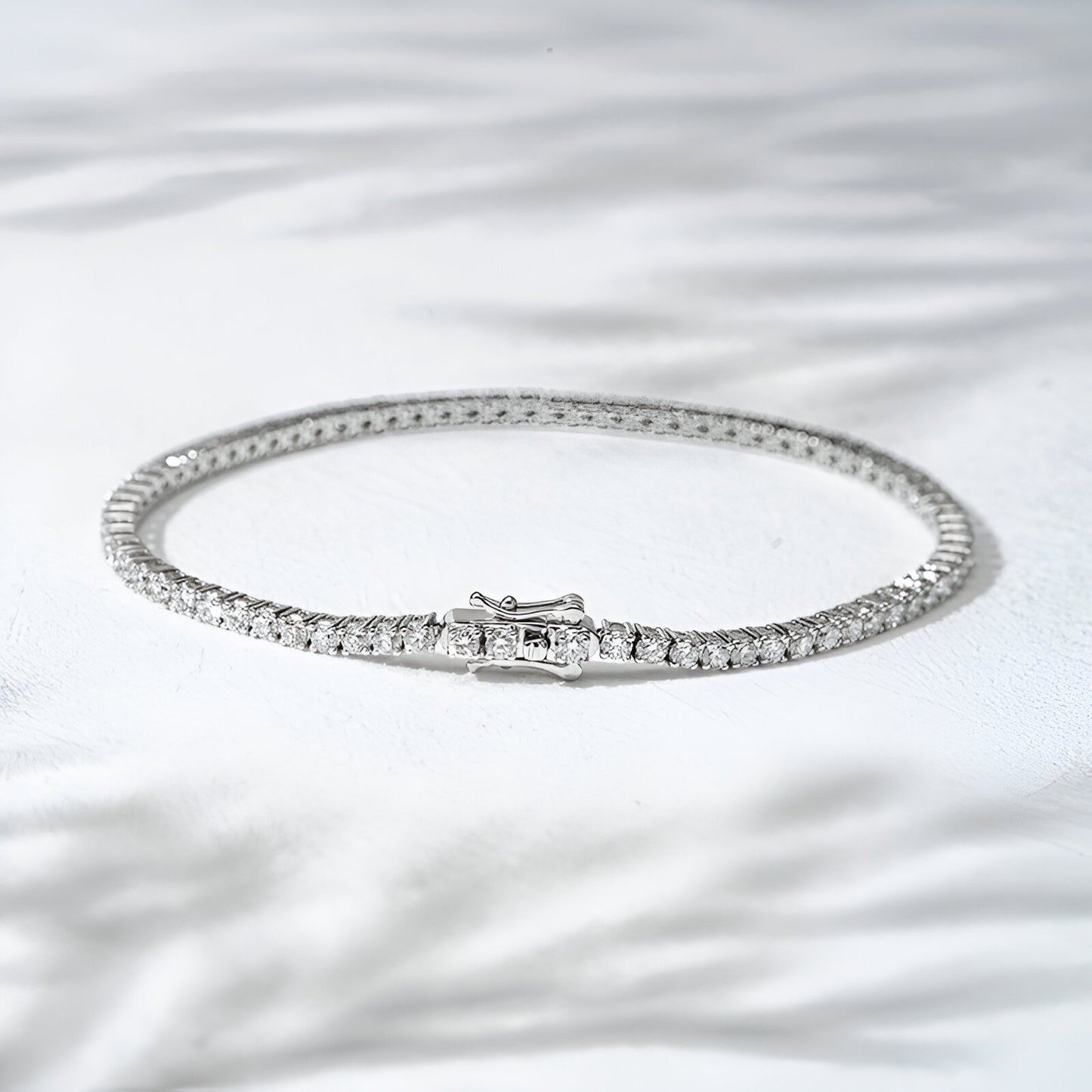 QOB “Whisper Line” Lab Diamond Tennis Bracelet  ~3.09 carats in  Solid 18K Gold